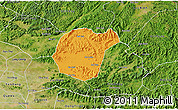 Political 3D Map of Luc Ngan, satellite outside