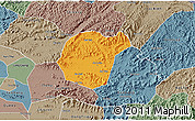 Political 3D Map of Luc Ngan, semi-desaturated