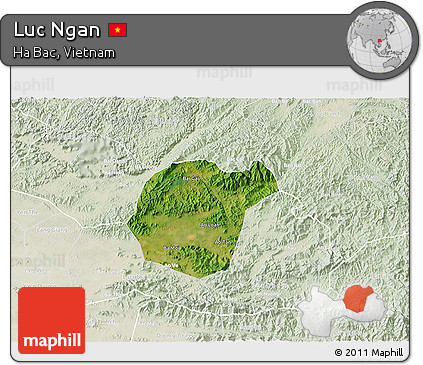 Satellite 3D Map of Luc Ngan, lighten