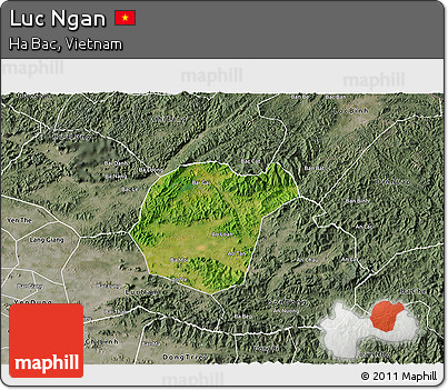 Satellite 3D Map of Luc Ngan, semi-desaturated