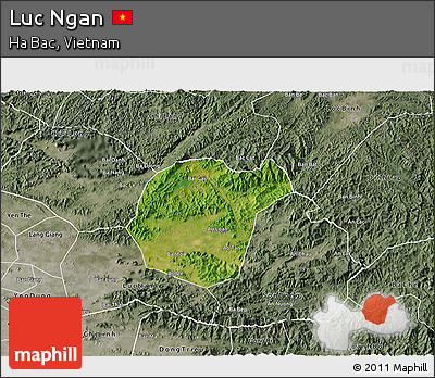 Satellite 3D Map of Luc Ngan, semi-desaturated