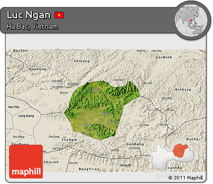 Satellite 3D Map of Luc Ngan, shaded relief outside