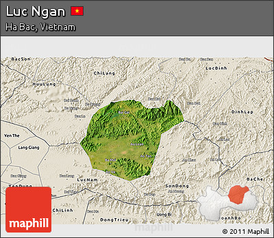 Satellite 3D Map of Luc Ngan, shaded relief outside