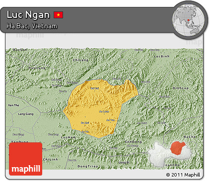 Savanna Style 3D Map of Luc Ngan