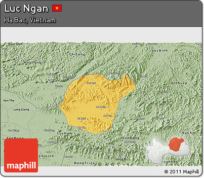 Savanna Style 3D Map of Luc Ngan