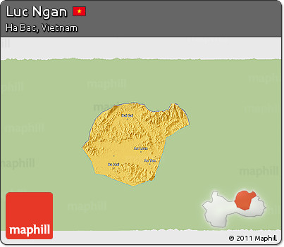 Savanna Style 3D Map of Luc Ngan, single color outside