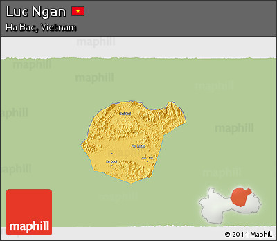 Savanna Style 3D Map of Luc Ngan, single color outside