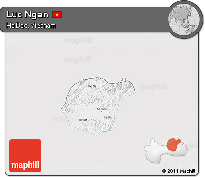 Silver Style 3D Map of Luc Ngan, single color outside