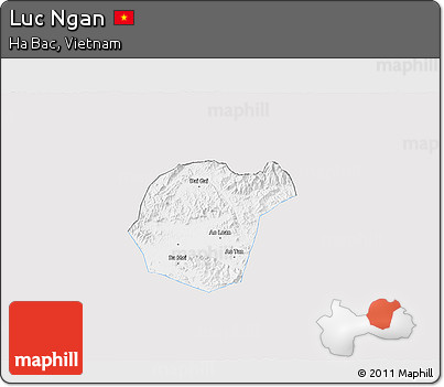 Silver Style 3D Map of Luc Ngan, single color outside