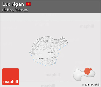 Silver Style 3D Map of Luc Ngan, single color outside