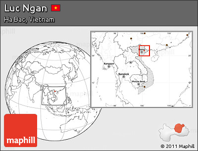 Blank Location Map of Luc Ngan, highlighted country, within the entire country