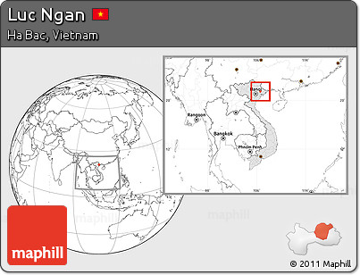 Blank Location Map of Luc Ngan, highlighted country, within the entire country