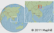 Savanna Style Location Map of Luc Ngan, within the entire country, hill shading
