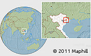 Savanna Style Location Map of Luc Ngan, highlighted country, hill shading