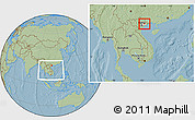 Savanna Style Location Map of Luc Ngan, highlighted parent region, within the entire country, hill shading
