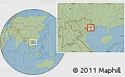 Savanna Style Location Map of Luc Ngan, highlighted parent region, hill shading