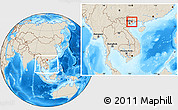 Shaded Relief Location Map of Luc Ngan, within the entire country