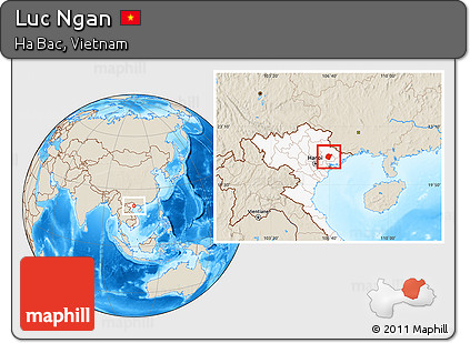 Shaded Relief Location Map of Luc Ngan, highlighted country