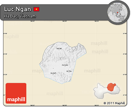 Classic Style Map of Luc Ngan, single color outside