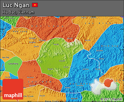 Physical Map of Luc Ngan, political outside