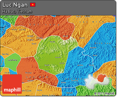 Physical Map of Luc Ngan, political outside