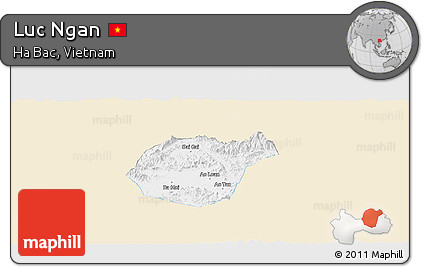 Classic Style Panoramic Map of Luc Ngan, single color outside