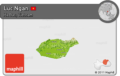Physical Panoramic Map of Luc Ngan, single color outside