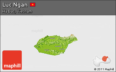 Physical Panoramic Map of Luc Ngan, single color outside