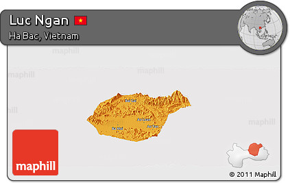 Political Panoramic Map of Luc Ngan, cropped outside