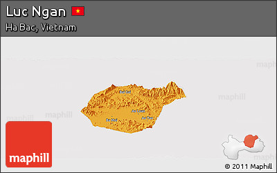 Political Panoramic Map of Luc Ngan, cropped outside