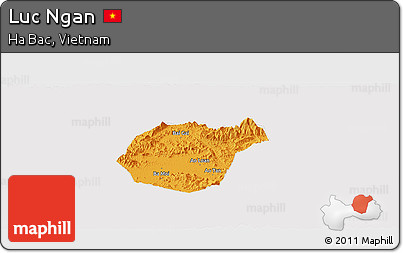 Political Panoramic Map of Luc Ngan, cropped outside