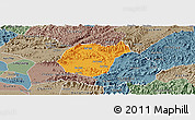 Political Panoramic Map of Luc Ngan, semi-desaturated