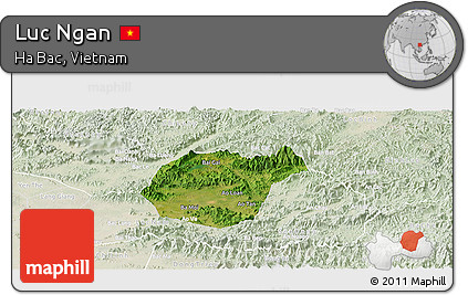 Satellite Panoramic Map of Luc Ngan, lighten