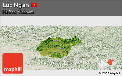 Satellite Panoramic Map of Luc Ngan, lighten