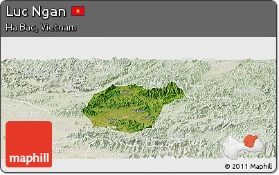 Satellite Panoramic Map of Luc Ngan, lighten