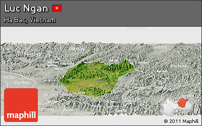 Satellite Panoramic Map of Luc Ngan, lighten, semi-desaturated