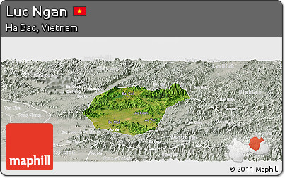 Satellite Panoramic Map of Luc Ngan, lighten, semi-desaturated