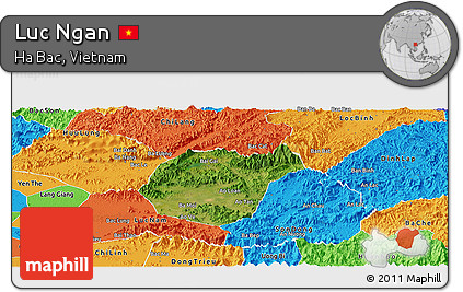 Satellite Panoramic Map of Luc Ngan, political outside