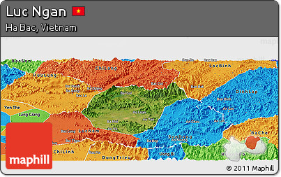 Satellite Panoramic Map of Luc Ngan, political outside