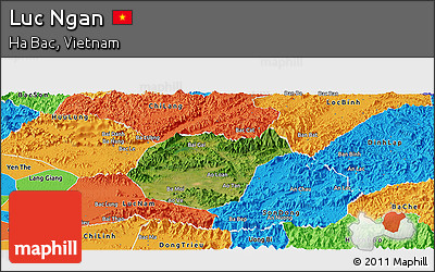 Satellite Panoramic Map of Luc Ngan, political outside
