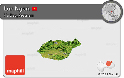 Satellite Panoramic Map of Luc Ngan, single color outside