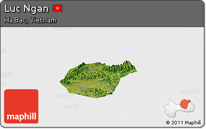 Satellite Panoramic Map of Luc Ngan, single color outside