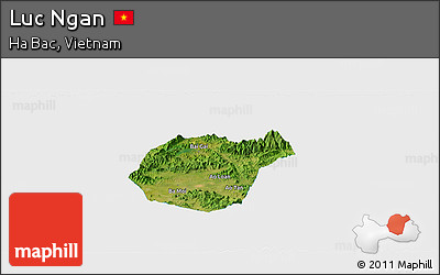 Satellite Panoramic Map of Luc Ngan, single color outside