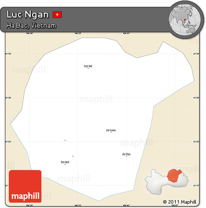 Classic Style Simple Map of Luc Ngan, single color outside
