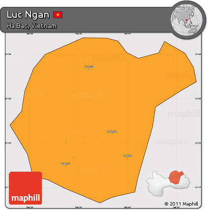 Political Simple Map of Luc Ngan, cropped outside
