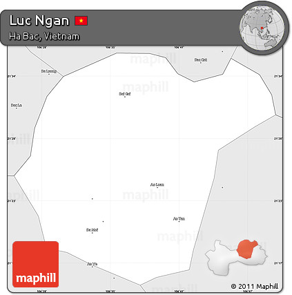 Silver Style Simple Map of Luc Ngan