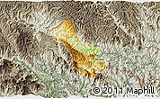 Physical 3D Map of Yen Minh, semi-desaturated