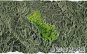 Satellite 3D Map of Yen Minh, semi-desaturated