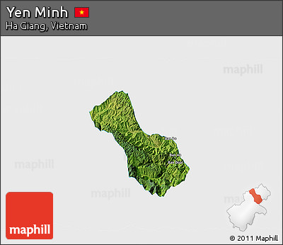 Satellite 3D Map of Yen Minh, single color outside