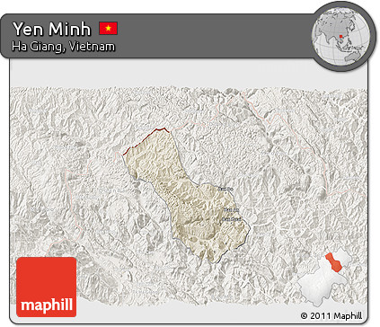 Shaded Relief 3D Map of Yen Minh, lighten